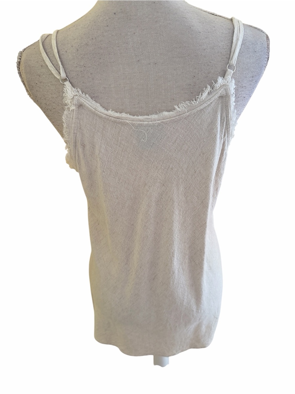Jaded Gypsy "Come with Me" Light Beige Cotton Frayed V-Neck Camisole Tank Top OS - Picture 5 of 9